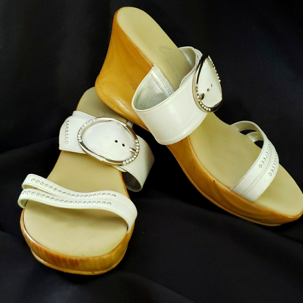 White Onex wedge sandals
